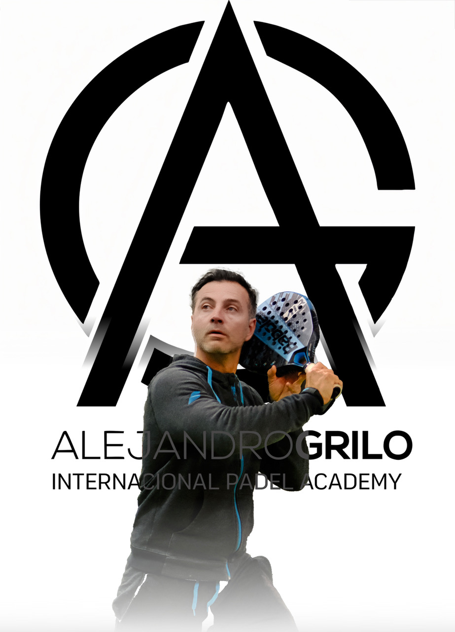 Alejandro Grilo - Professional Padel Coach with AG Academy branding